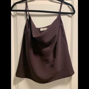 Small Silk Aritzia Babaton Cowl Neck Cami - Plum